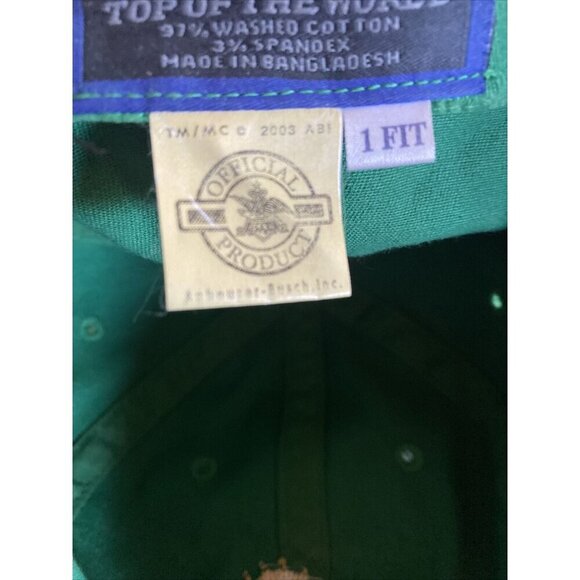 Green Budweiser B Hat Cap One Fit Fitted - Picture 7 of 8